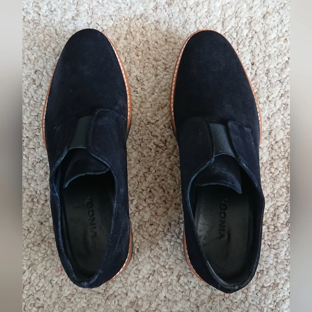 Vince Davy Suede Leather Black Creeper Slip On Platform Oxford Loafers Size 6